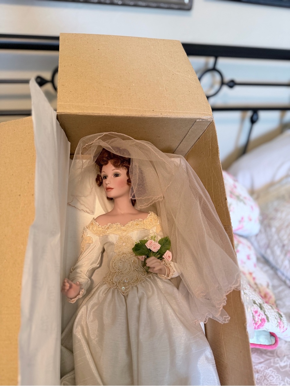 Bridal porcelain doll in box